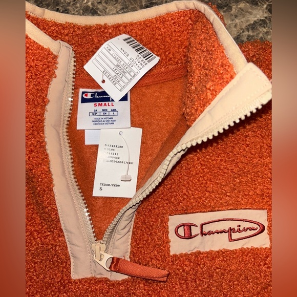 NWT Urban Outfitters Champion Orange Cinched Waist Sherpa ๐ - Picture 2 of 4